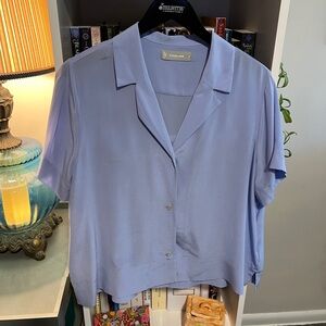 Everlane light blue silk notch collar button down, sz 14